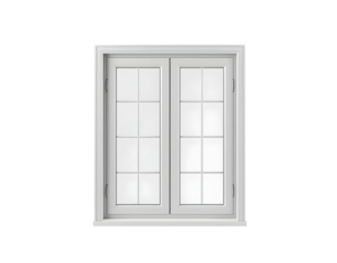 White Double-Hung Window with Grids