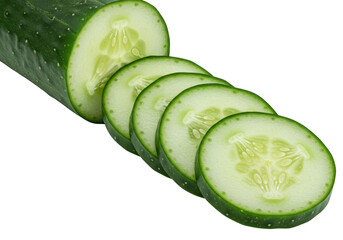 Isolated Cucumber Slices Displaying Fresh Green Texture and Seeds