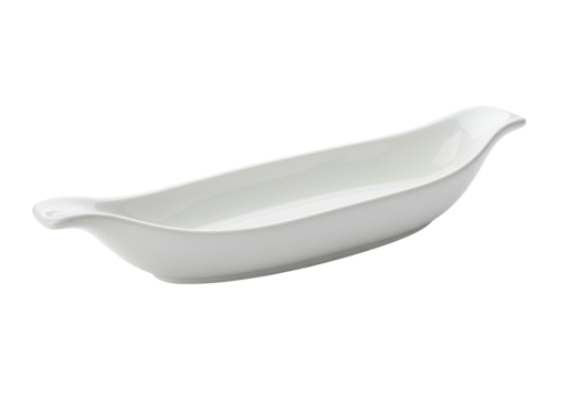 Isolated Elegant White Ceramic Serving Dish with Handles