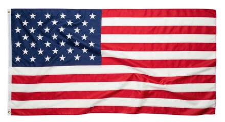 Naklejka premium United States flag waving gently in the wind cutout isolated on transparent bg, png