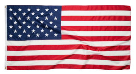 United States flag waving gently in the wind cutout isolated on transparent bg, png