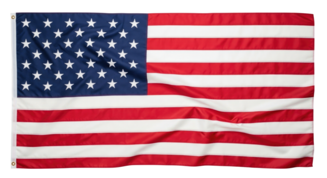 United States flag waving gently in the wind cutout isolated on transparent bg, png - Powered by Adobe
