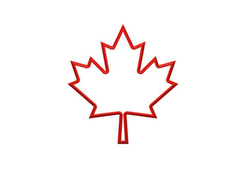 Isolated Red Maple Leaf Outline Symbol