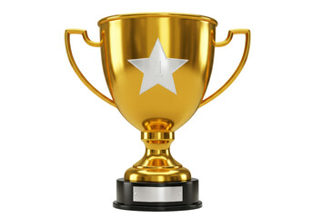 Isolated Gold Trophy with Silver Star Number One