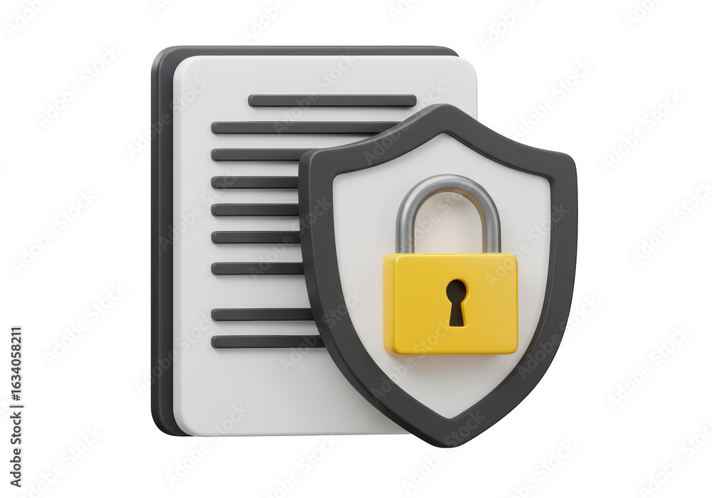 Poster isolated file secured behind shield with padlock