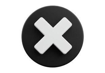 Isolated Black Circle with White X Symbol for Denial and Rejection