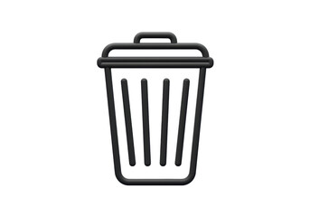Isolated Black Trash Can Icon for Deletion and Recycling