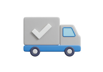 Isolated Delivery Truck with Check Mark Symbolizing Confirmed Delivery
