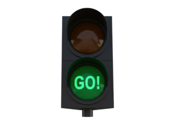 Isolated Green Traffic Light Signifying 'GO!'