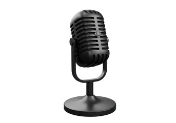 Isolated Classic Black Vintage Microphone for Audio Recording