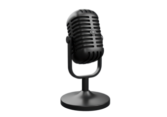 Isolated Classic Black Vintage Microphone for Audio Recording