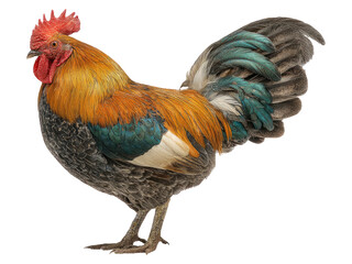 Fototapeta premium Colorful Rooster Isolated on Transparent Background for Stock Use