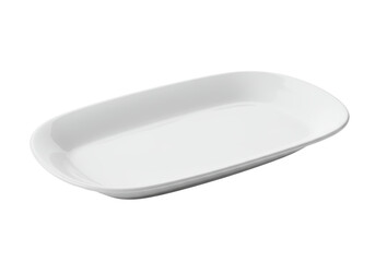 Isolated Sleek White Oblong Serving Platter