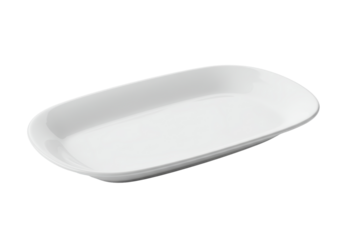 Isolated Sleek White Oblong Serving Platter
