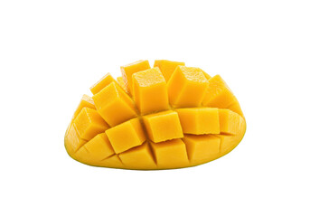 Isolated Sliced and Diced Fresh Mango Cubes