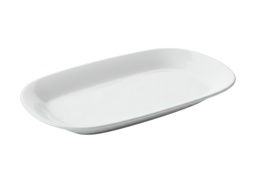 Isolated Sleek White Oblong Serving Platter