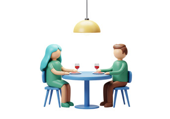 Isolated Cartoon Couple on a Dinner Date