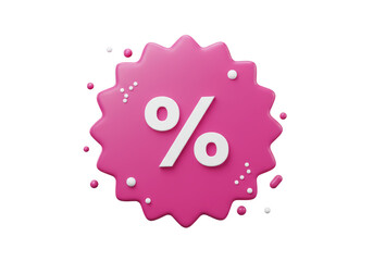 Isolated Pink Discount Burst with White Percentage Symbol