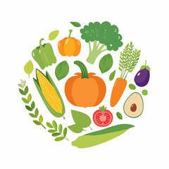 Collection of fresh organic foods like fruits, veggies, and herbs promoting a healthy lifestyle.