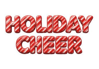 Isolated Holiday Cheer Text in Candy Cane Style