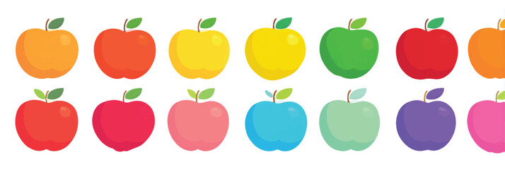Colorful Apple Collection Vector Illustration for Education Healthy Eating and Design Projects