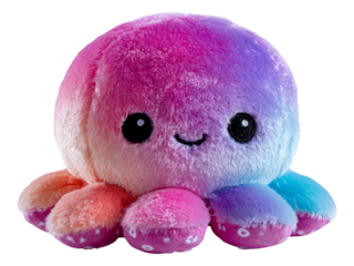 Cute Plush Octopus Toy with Colorful Gradient on White Background