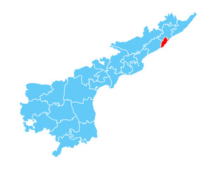 Visakhapatnam dist highlighted on Andhra pradesh state map, India