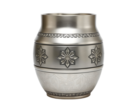 Silver Urn with Decorative Floral and Starburst Details