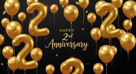 Happy 2nd Anniversary Background with Balloons