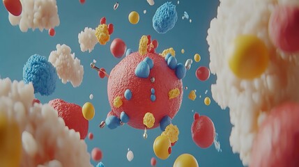 Colorful, textured, abstract forms in a dynamic display.