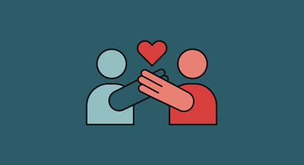 Soulmate Symbol Vector – Flat Design Solid Color Romantic Love Connection Illustration
