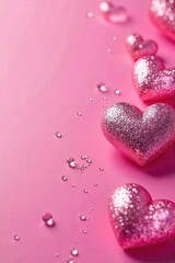 Obraz premium Shimmering metallic accents on a vibrant pink backdrop Perfect for beauty, fashion, or feminine-themed projects High-resolution image with a smooth, polished texture , gold, metallic, close-up