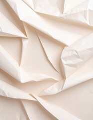 Obraz premium Crumpled paper with subtle fold lines, cream beige tone