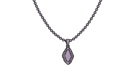 vektor flat design solid color drawing of a necklace with a pendant hand drawn linear illustration of a jewelry isolated jewelry accessories
