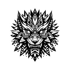 Obraz premium Tribal lion head mask with sharp geometric mane