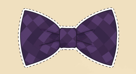 Retro Checkered Bow Tie Vector – Flat Design Hipster Sticker Illustration for Cards, Patches, Badges, Prints