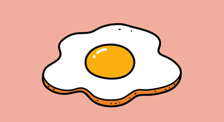 Flat Design Doodle Omelette Vector – Cute Solid Color Cartoon Breakfast Clip Art
