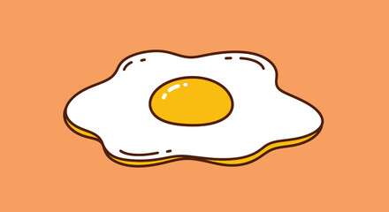 Flat Design Doodle Omelette Vector – Cute Solid Color Cartoon Breakfast Clip Art