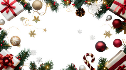 Christmas Decorations Frame, isolated on transparent background