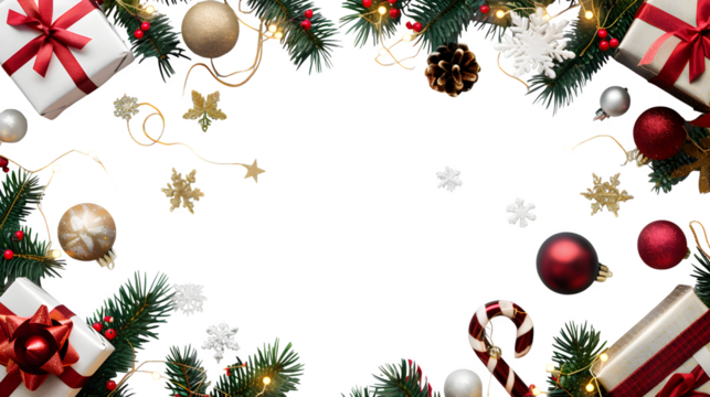 Christmas Decorations Frame, isolated on transparent background