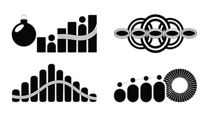 Obraz premium Abstract Black and White Geometric Designs Set Perfect for Modern Graphics and Creative Projects Compilation