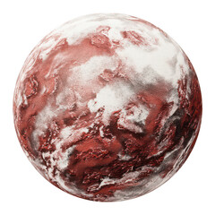 A planet with a textured surface, set against a white background, png, transparent