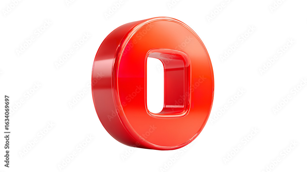 Poster shiny red stop button graphic design element on transparent background