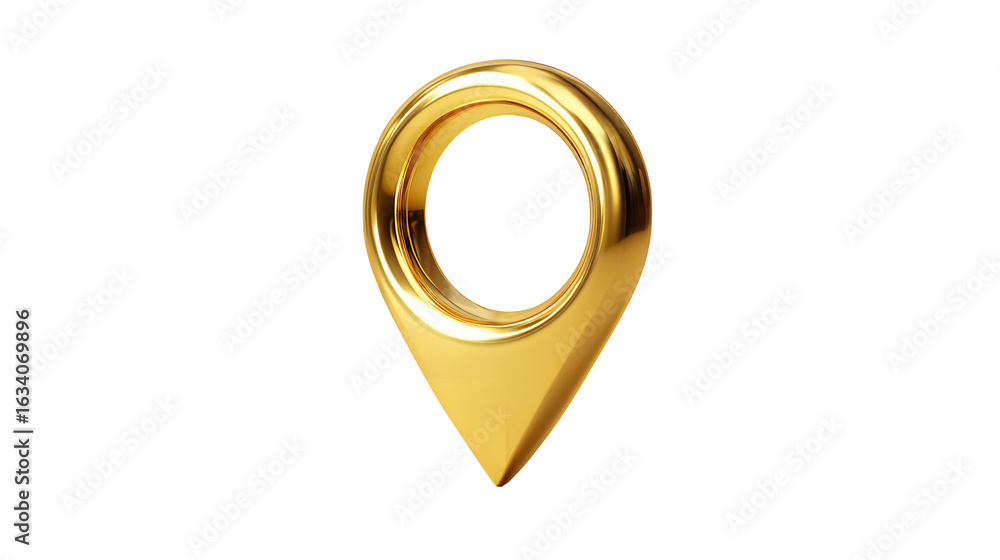 Aufkleber elegant golden location pin pointer icon on transparent background