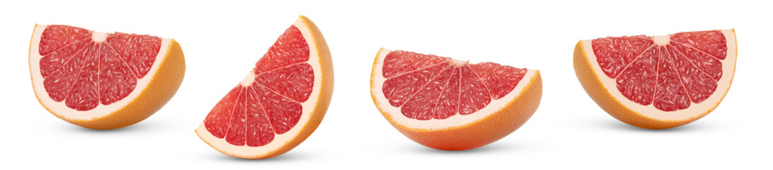 Grapefruit slice isolated. Clipping path grapefruit cut. Collection of grapefruit slices.