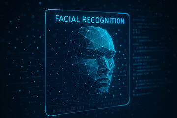 3D Polygonal Face Scan with Floating Data and AI Digital Interface
