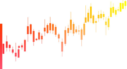 Dynamic financial chart showing upward trend with vibrant red to yellow color scheme against white background
