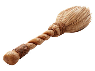 Isolated Wooden Brush with Natural Fiber Bristles on Transparent Background