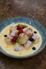 Traditional Czech Sweet Buns with Vanilla Cream and Fruit – Homemade Dessert