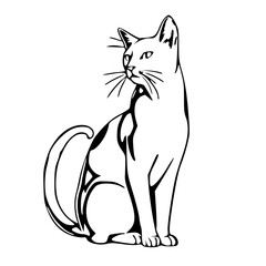 "Minimalist Cat Portrait – Black and White Kitty with Green Eyes"
